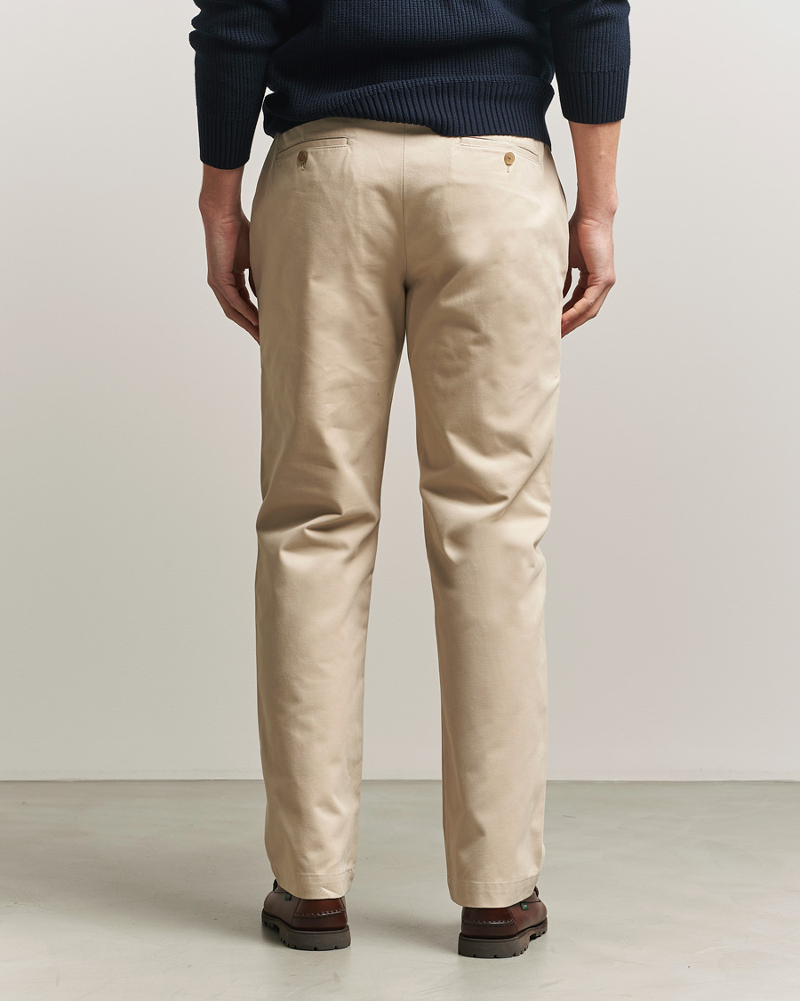 Uomini | Pantaloni | Sunspel | Soft Cotton Drill Trousers Light Stone