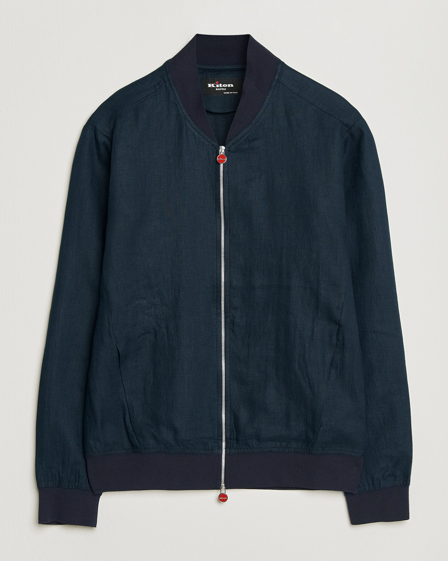 Uomini | Giacche | Kiton | Unlined Linen Bomber Jacket Navy