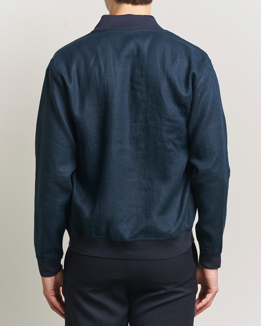 Uomini | Giacche | Kiton | Unlined Linen Bomber Jacket Navy