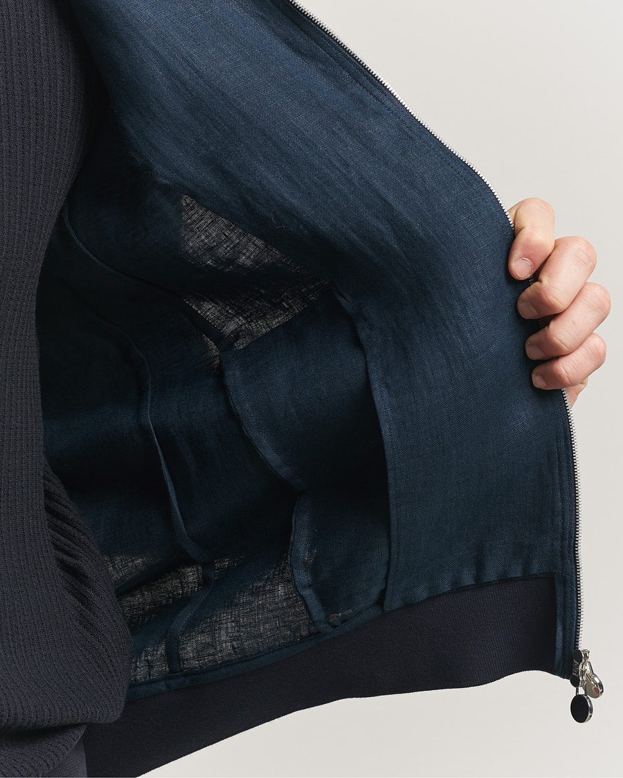 Uomini | Giacche | Kiton | Unlined Linen Bomber Jacket Navy