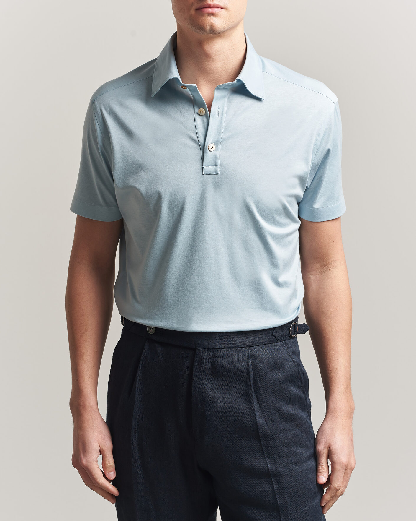 Uomini | Polo | Kiton | Short Sleeve Jersey Polo Sky Blue