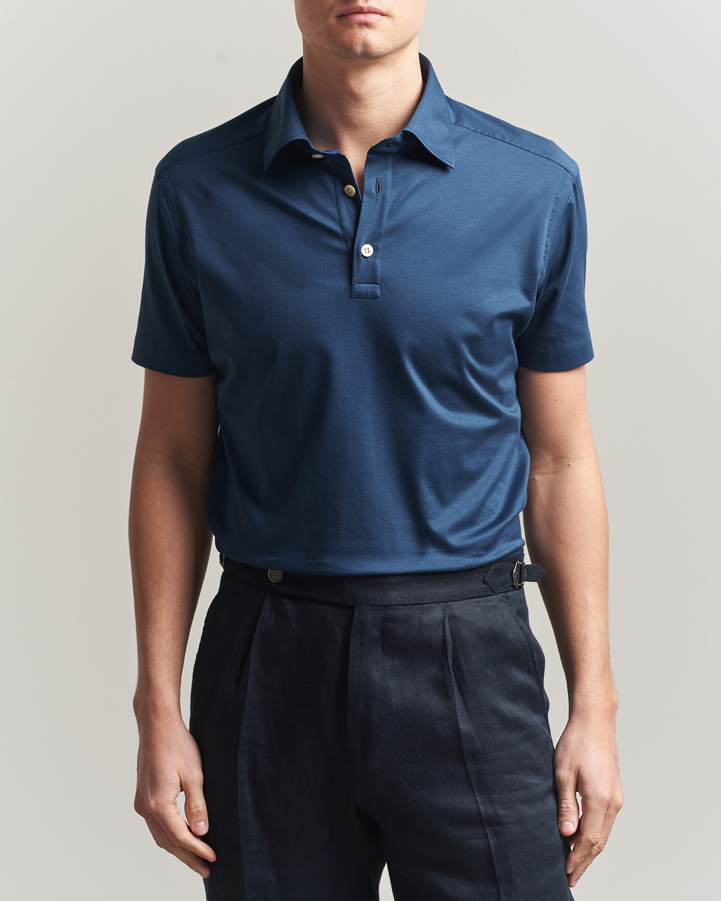 Uomini | Polo | Kiton | Short Sleeve Jersey Polo Dark Blue