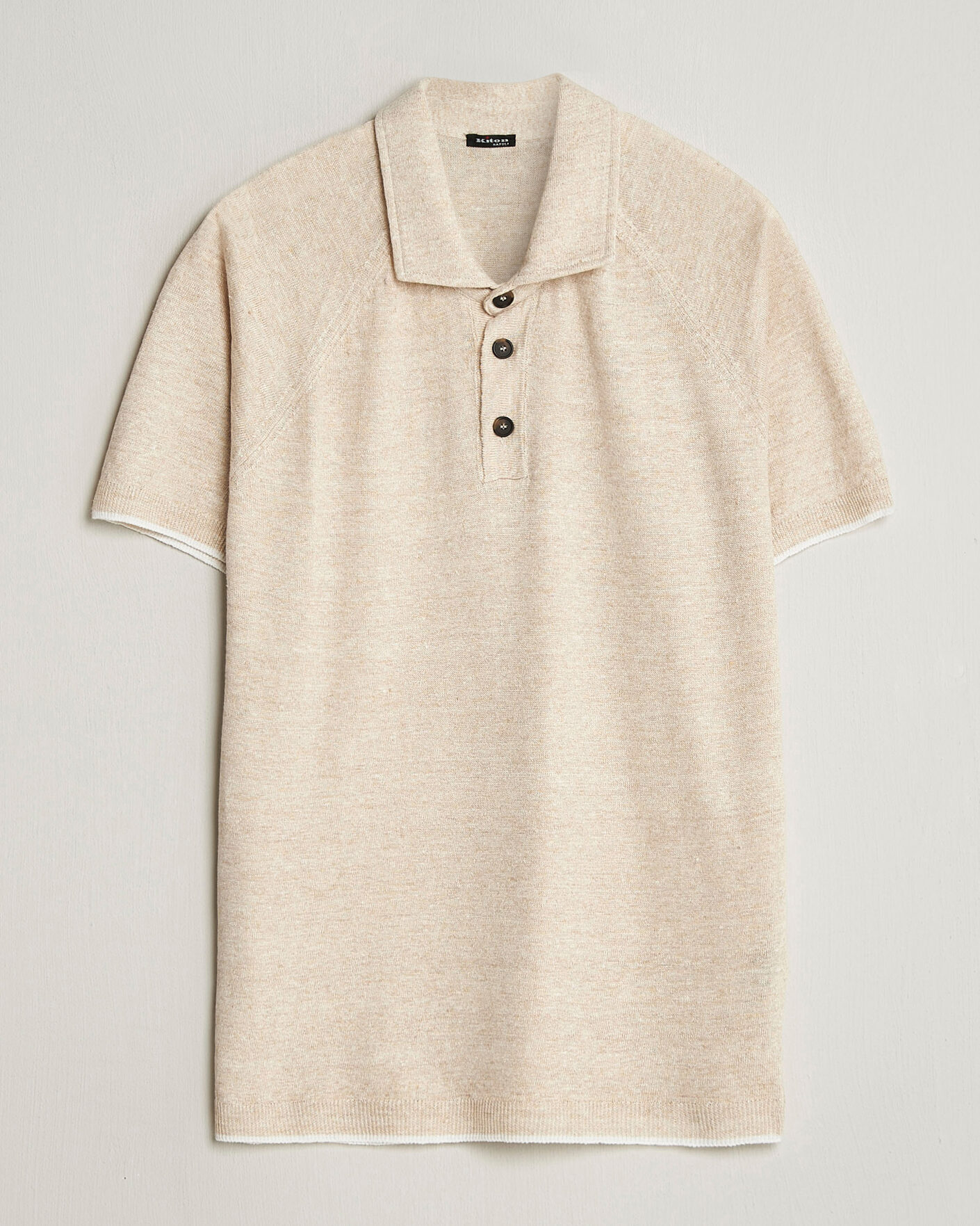 Uomini | Polo | Kiton | Linen Raglan Polo Shirt Ecru