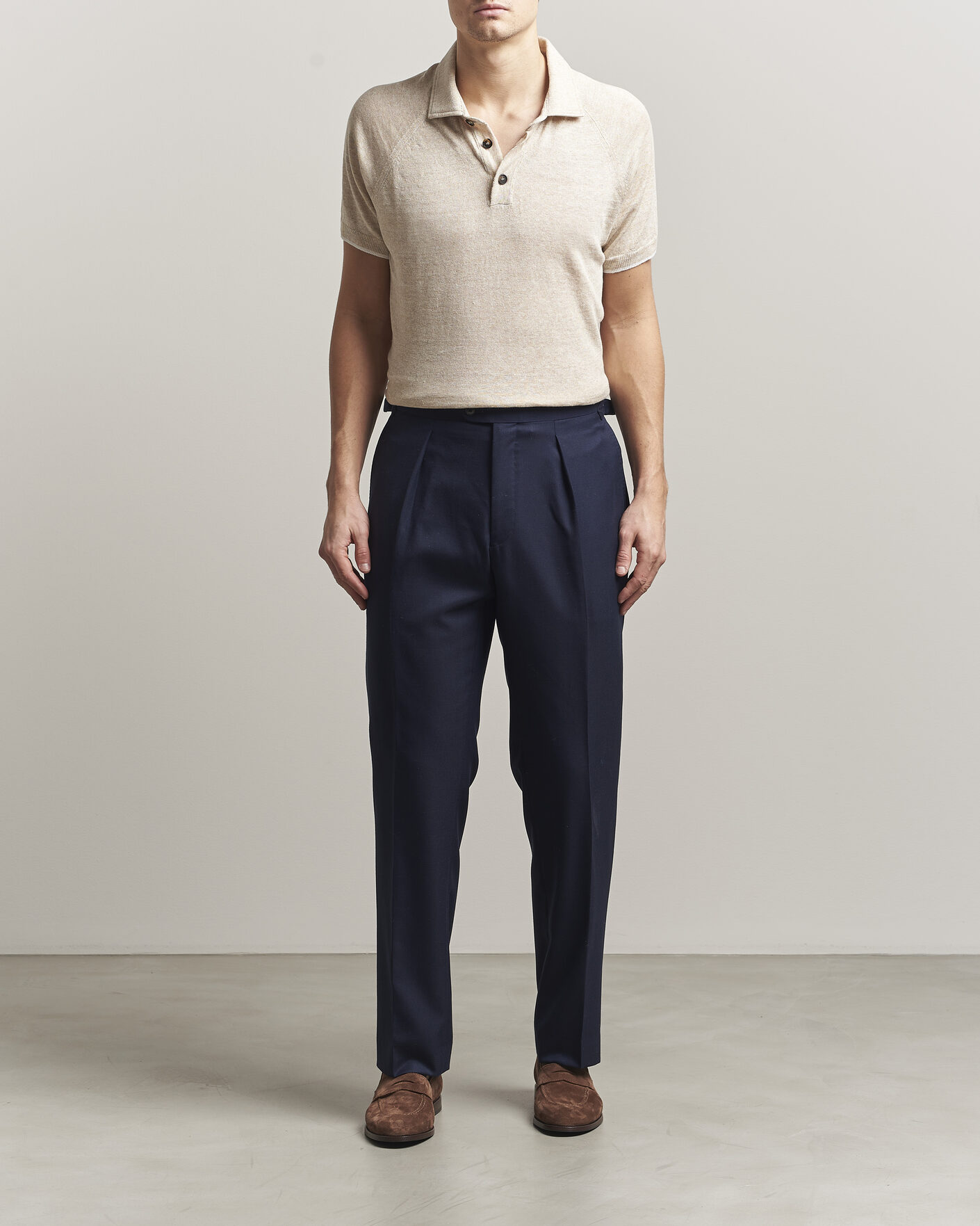 Uomini | Polo | Kiton | Linen Raglan Polo Shirt Ecru