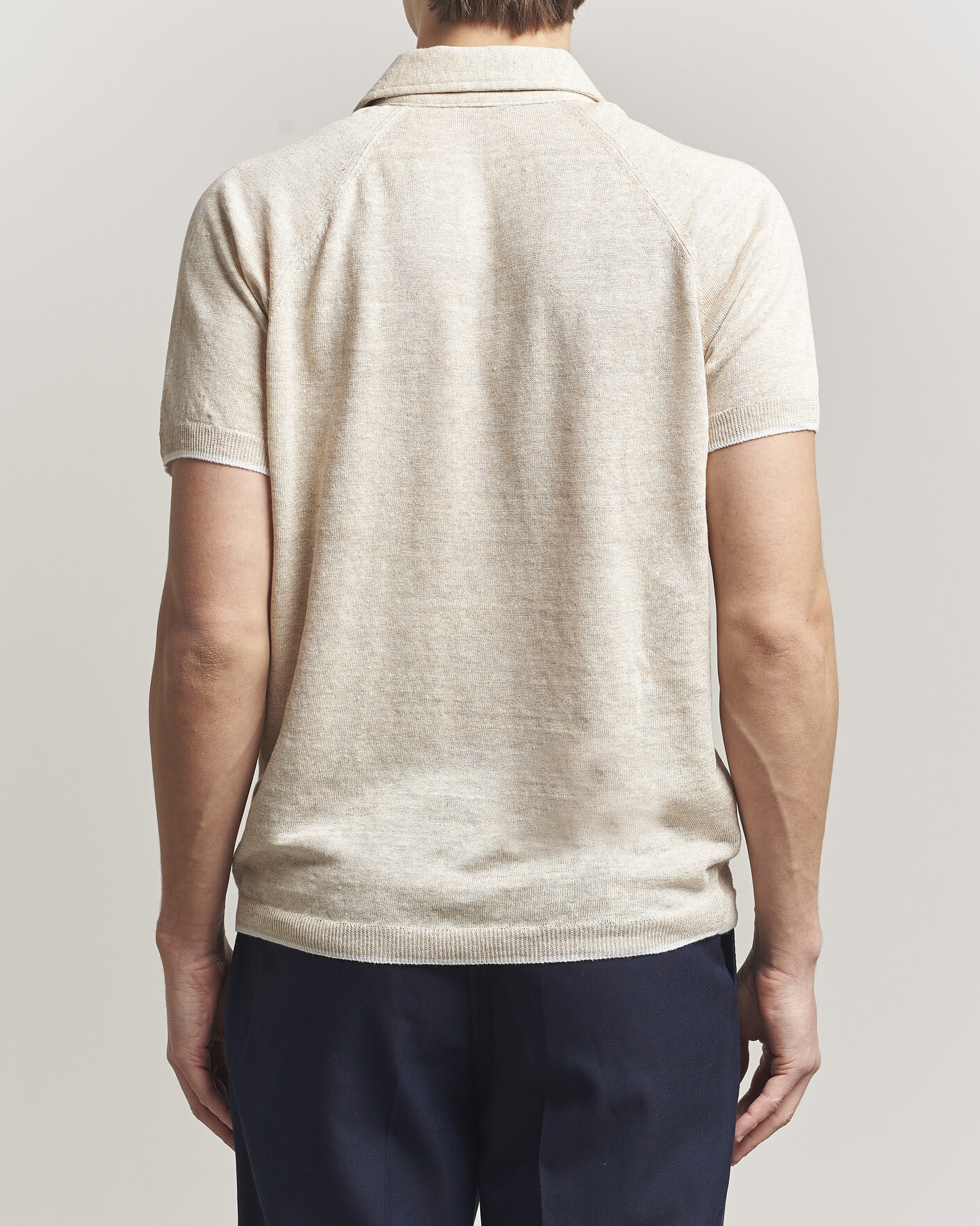 Uomini | Polo | Kiton | Linen Raglan Polo Shirt Ecru