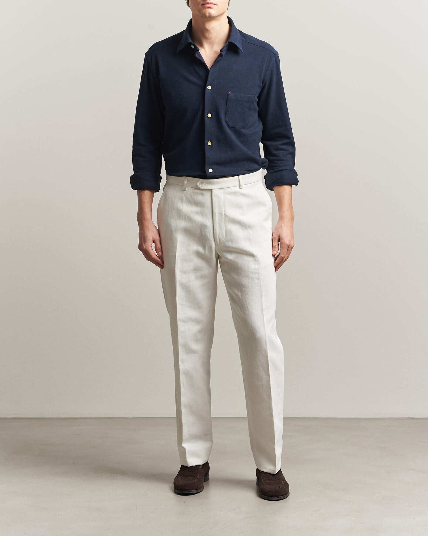 Uomini | Camicie | Kiton | Jersey Piquet Shirt Navy