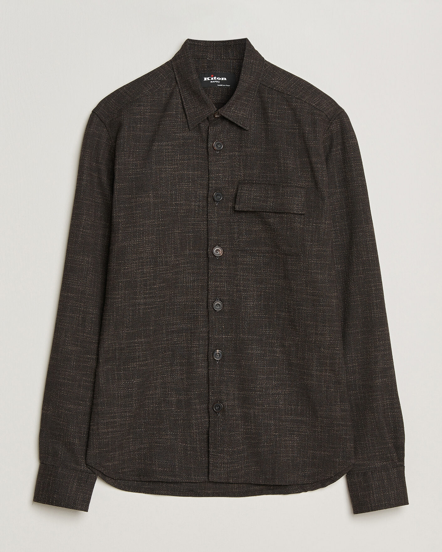 Uomini | Camicie | Kiton | Virgin Wool Overshirt Dark Brown