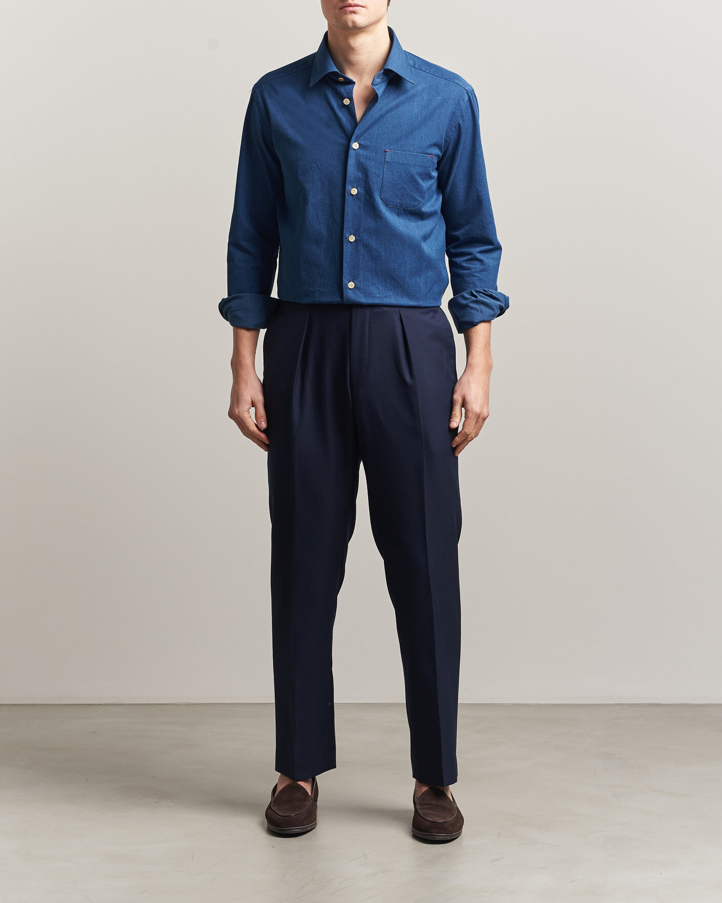 Uomini | Camicie | Kiton | Denim Sport Shirt Medium Blue