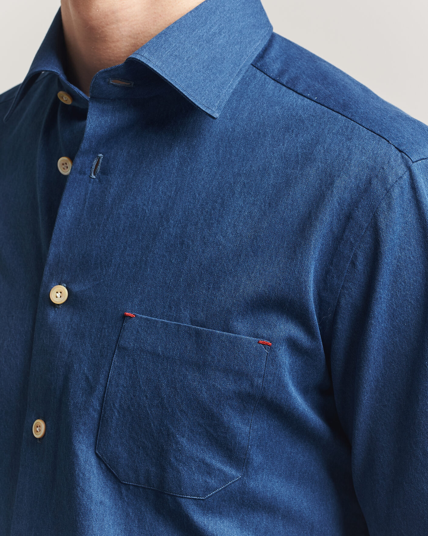 Uomini | Camicie | Kiton | Denim Sport Shirt Medium Blue