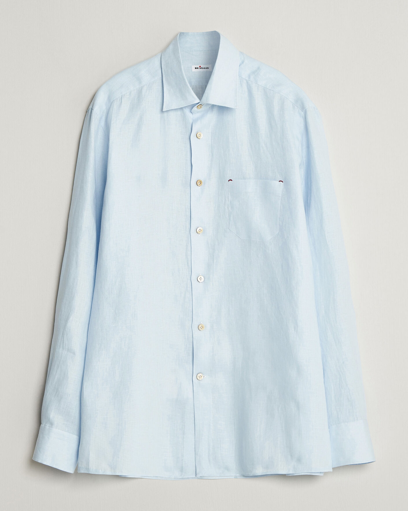 Uomini | Camicie | Kiton | Linen Sport Shirt Light Blue