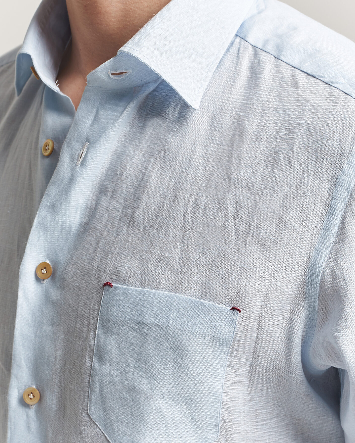 Uomini | Camicie | Kiton | Linen Sport Shirt Light Blue