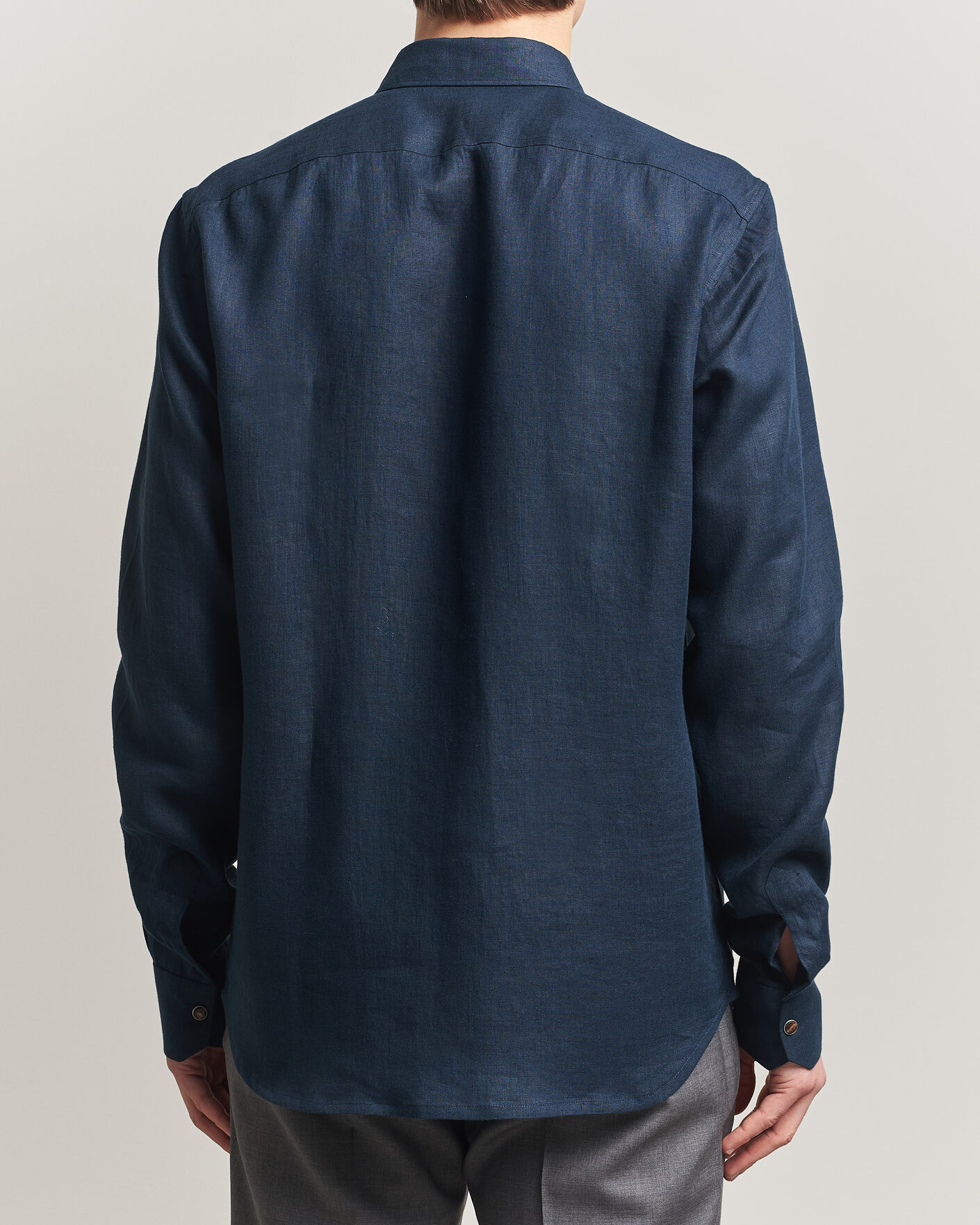 Uomini | Camicie | Kiton | Linen Overshirt Navy
