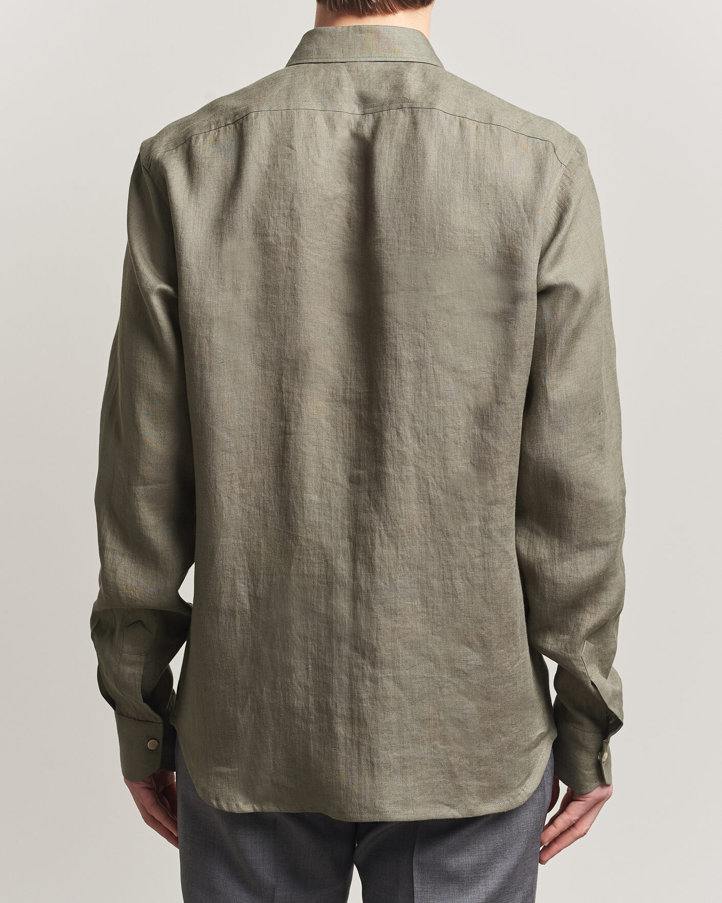 Uomini | Camicie | Kiton | Linen Overshirt Khaki