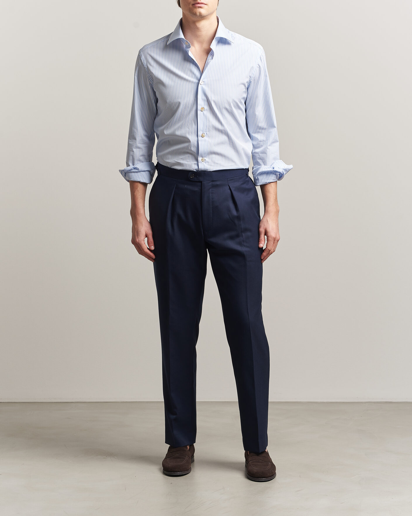 Uomini | Camicie | Kiton | Slim Fit Dress Shirt Light Blue Stripe