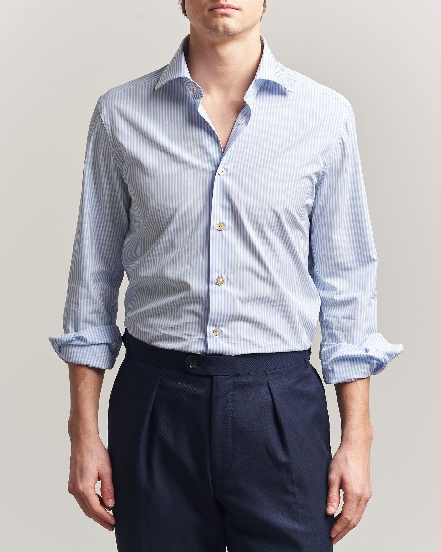 Uomini | Camicie | Kiton | Slim Fit Dress Shirt Light Blue Stripe