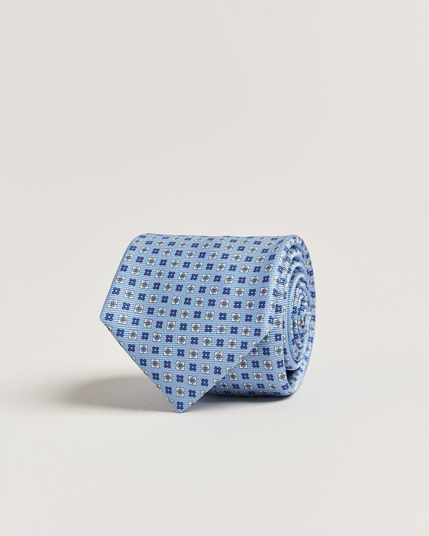Uomini | Kiton Printed Flower Silk Tie Light Blue | Kiton | Printed Flower Silk Tie Light Blue