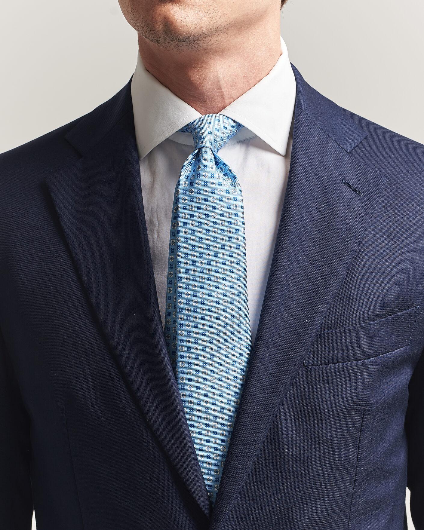 Uomini | Cravatte | Kiton | Printed Flower Silk Tie Light Blue