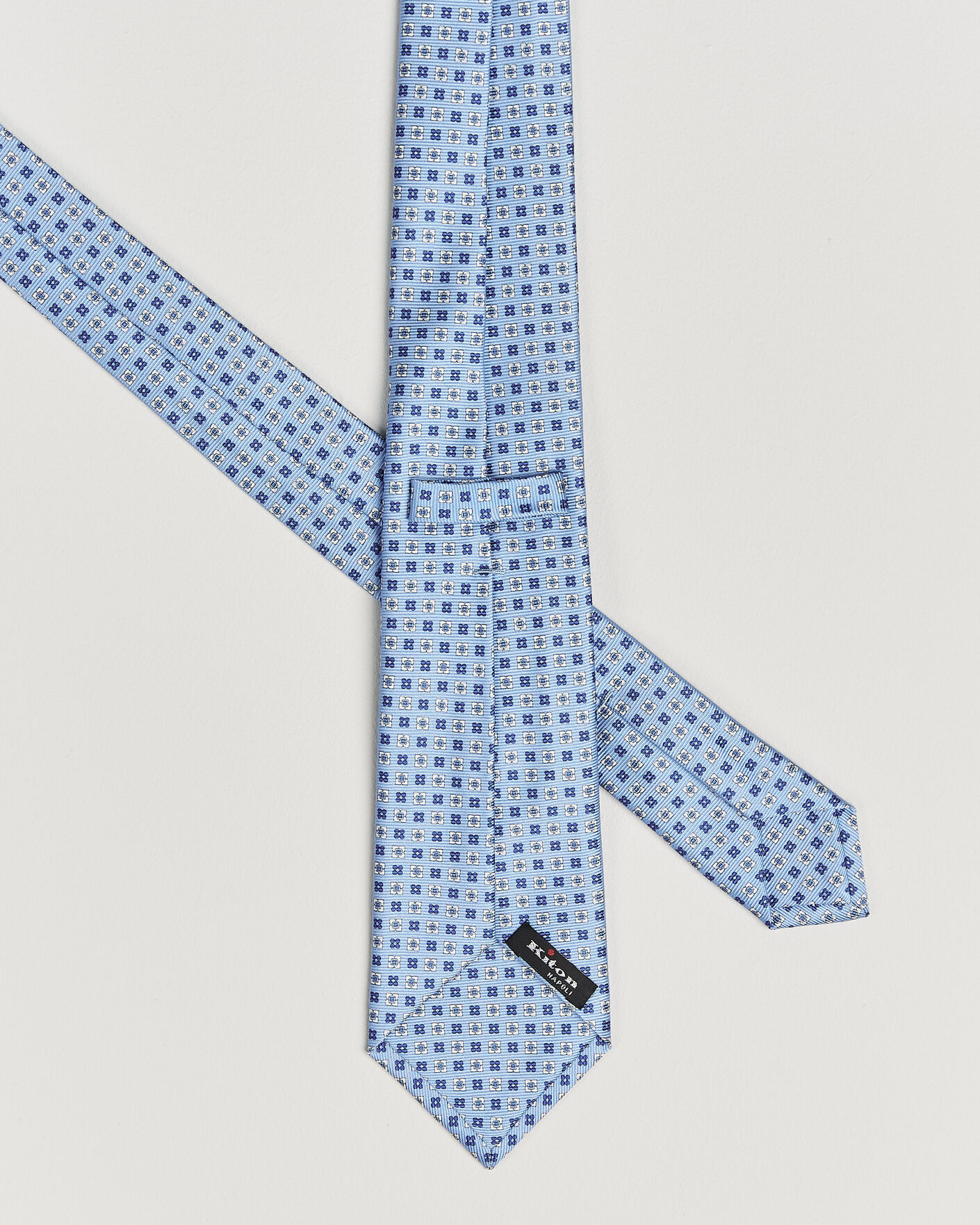 Uomini | Kiton Printed Flower Silk Tie Light Blue | Kiton | Printed Flower Silk Tie Light Blue