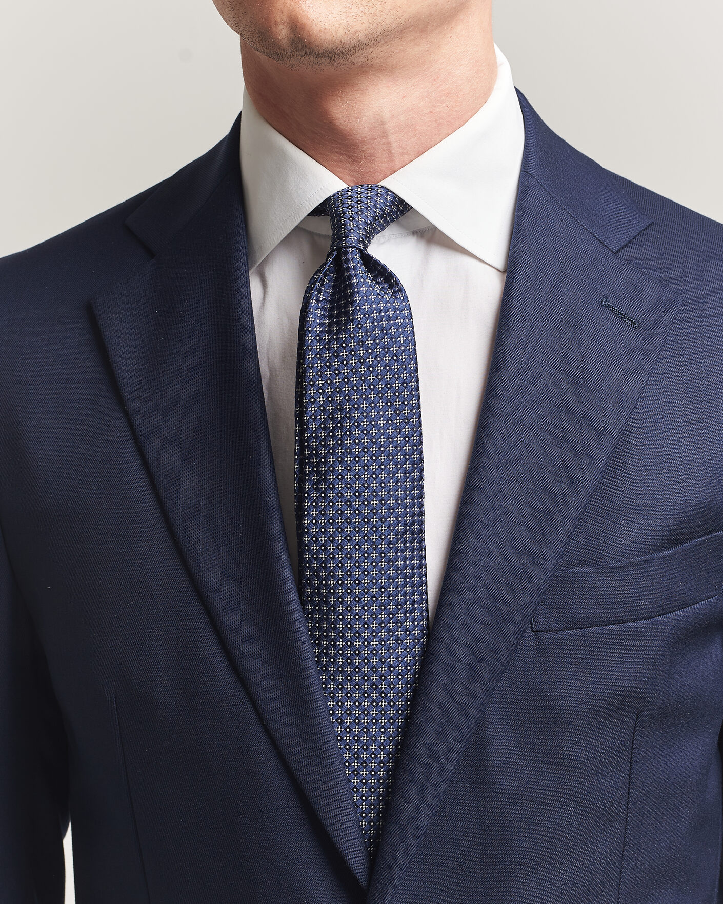 Uomini | Cravatte | Kiton | Flower Jacquard Silk Tie Navy