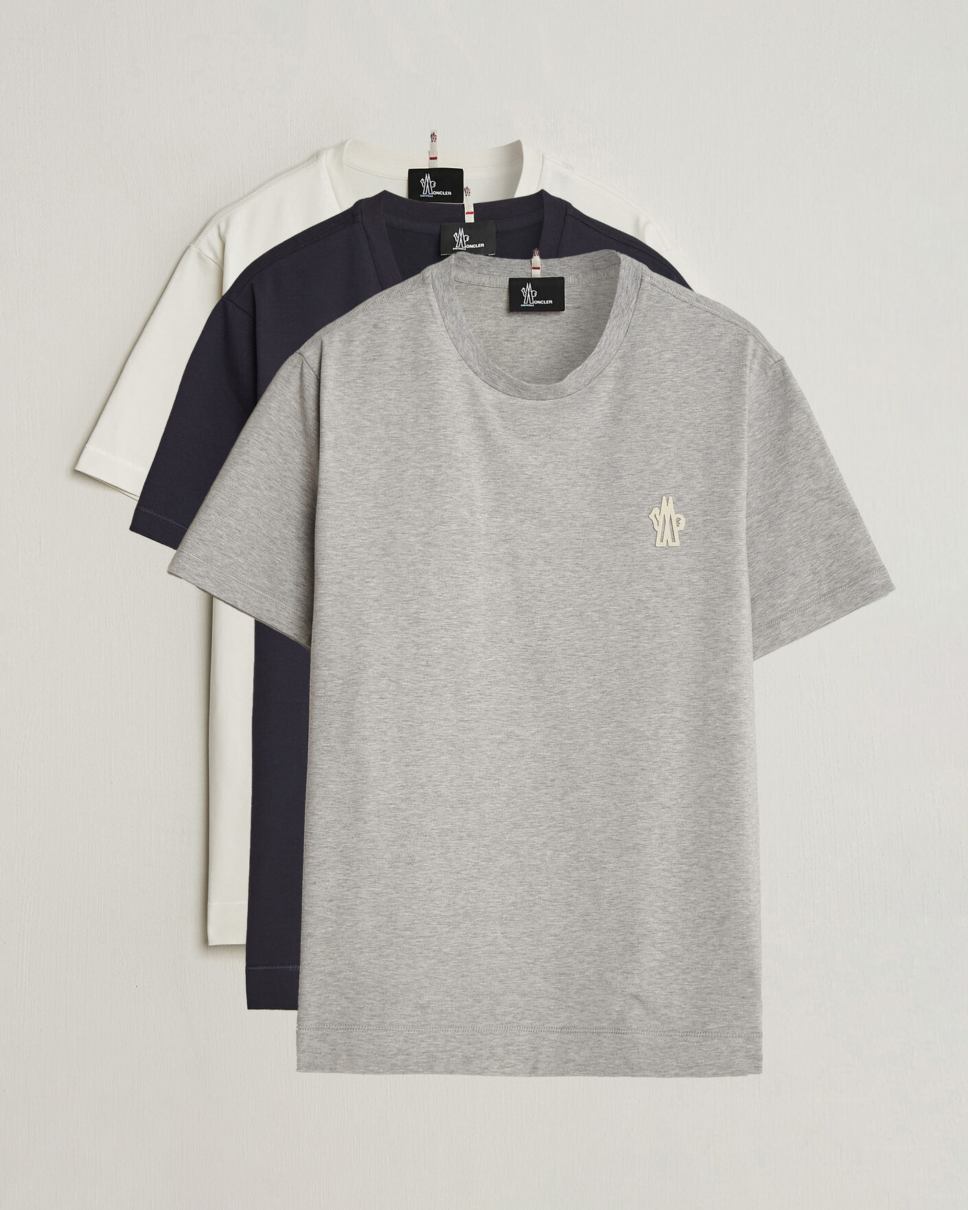 Uomini | T-shirt | Moncler Grenoble | 3-Pack Logo T-Shirts White/Grey/Black