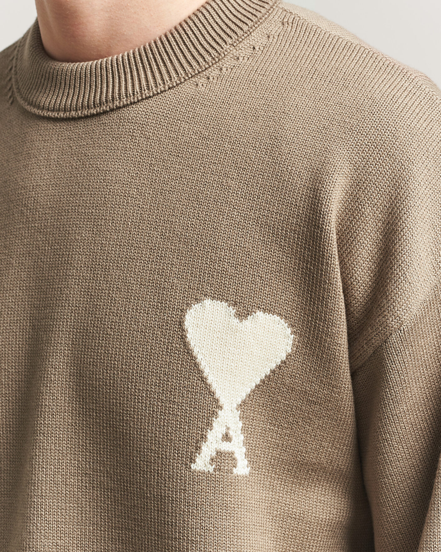 Uomini | Maglieria | AMI | Big Heart Wool Sweater Beige