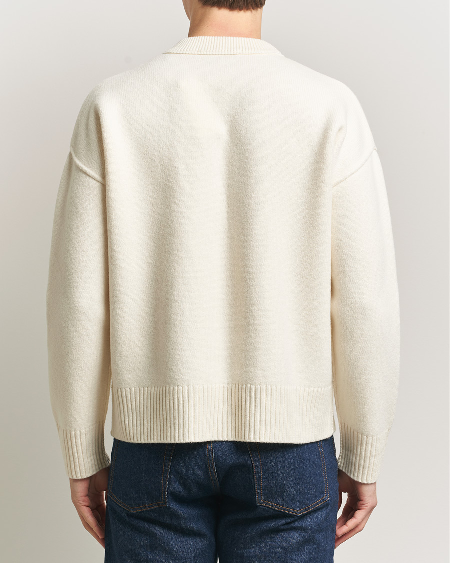 Uomini | Maglieria | AMI | Big Heart Wool Sweater Ecru