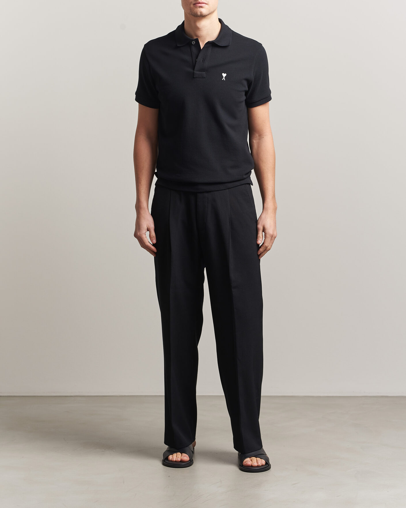 Uomini | Polo | AMI | Contrast Heart Logo Polo Black