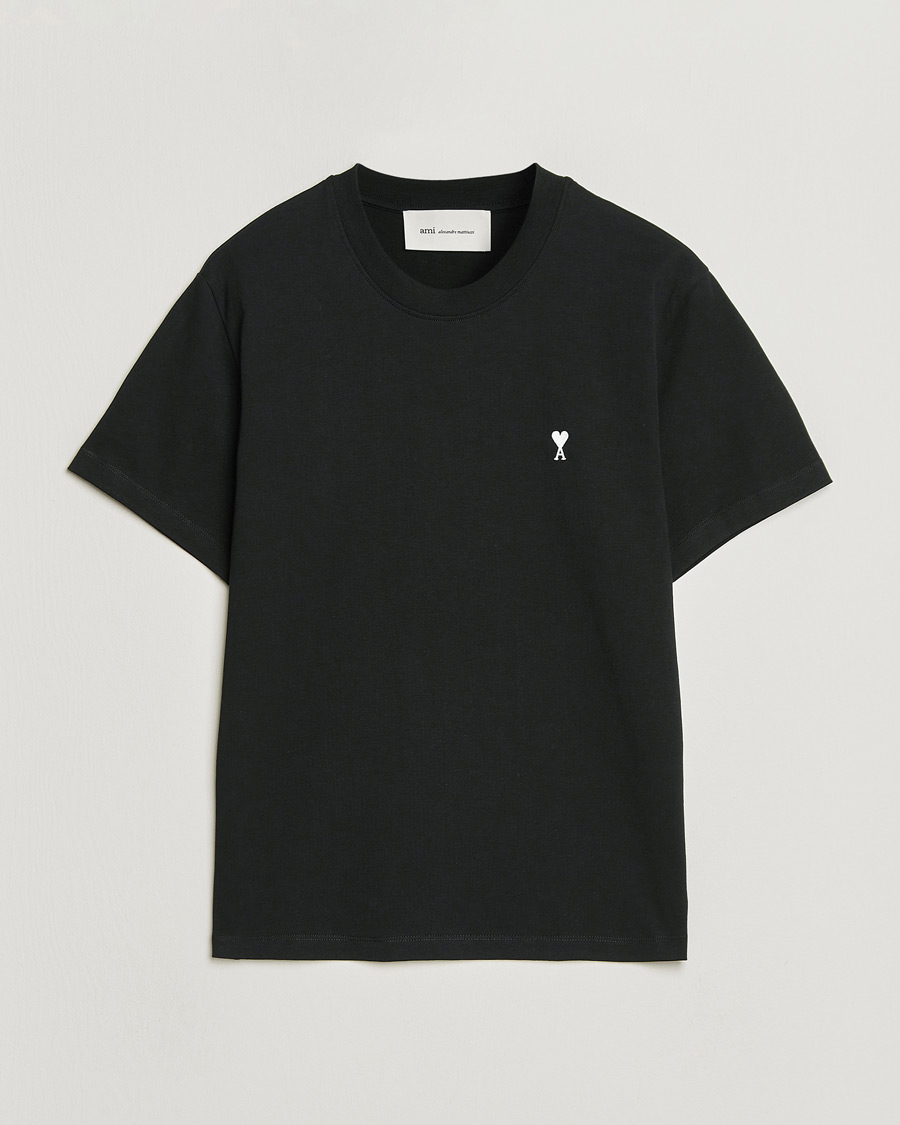 Uomini | T-shirt | AMI | Contrast Heart Logo T-Shirt Black