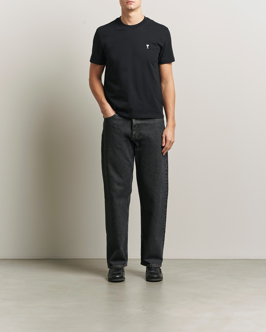 Uomini | T-shirt | AMI | Contrast Heart Logo T-Shirt Black