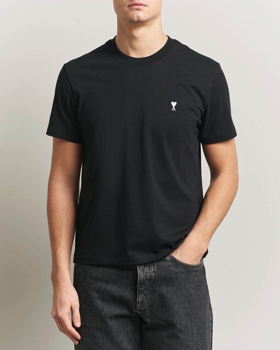 Uomini | T-shirt | AMI | Contrast Heart Logo T-Shirt Black