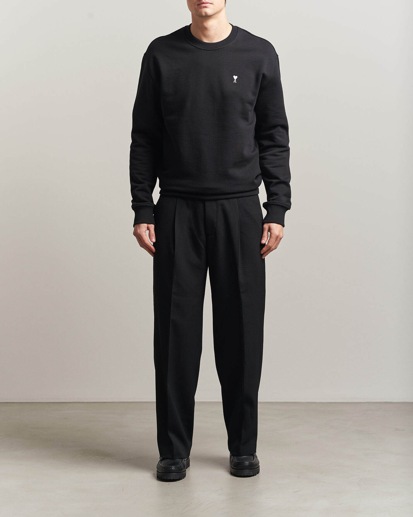 Uomini | Maglieria | AMI | Contrast Heart Logo Sweatshirt Black