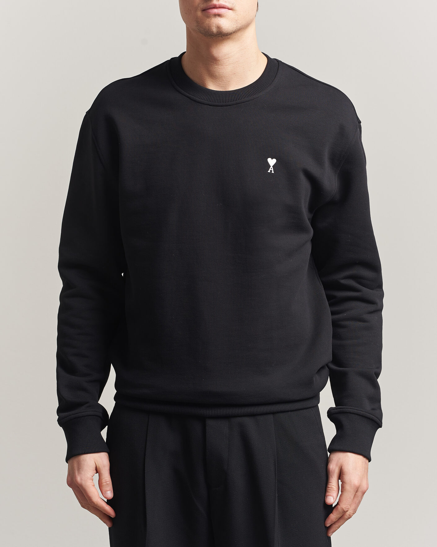 Uomini | Maglieria | AMI | Contrast Heart Logo Sweatshirt Black