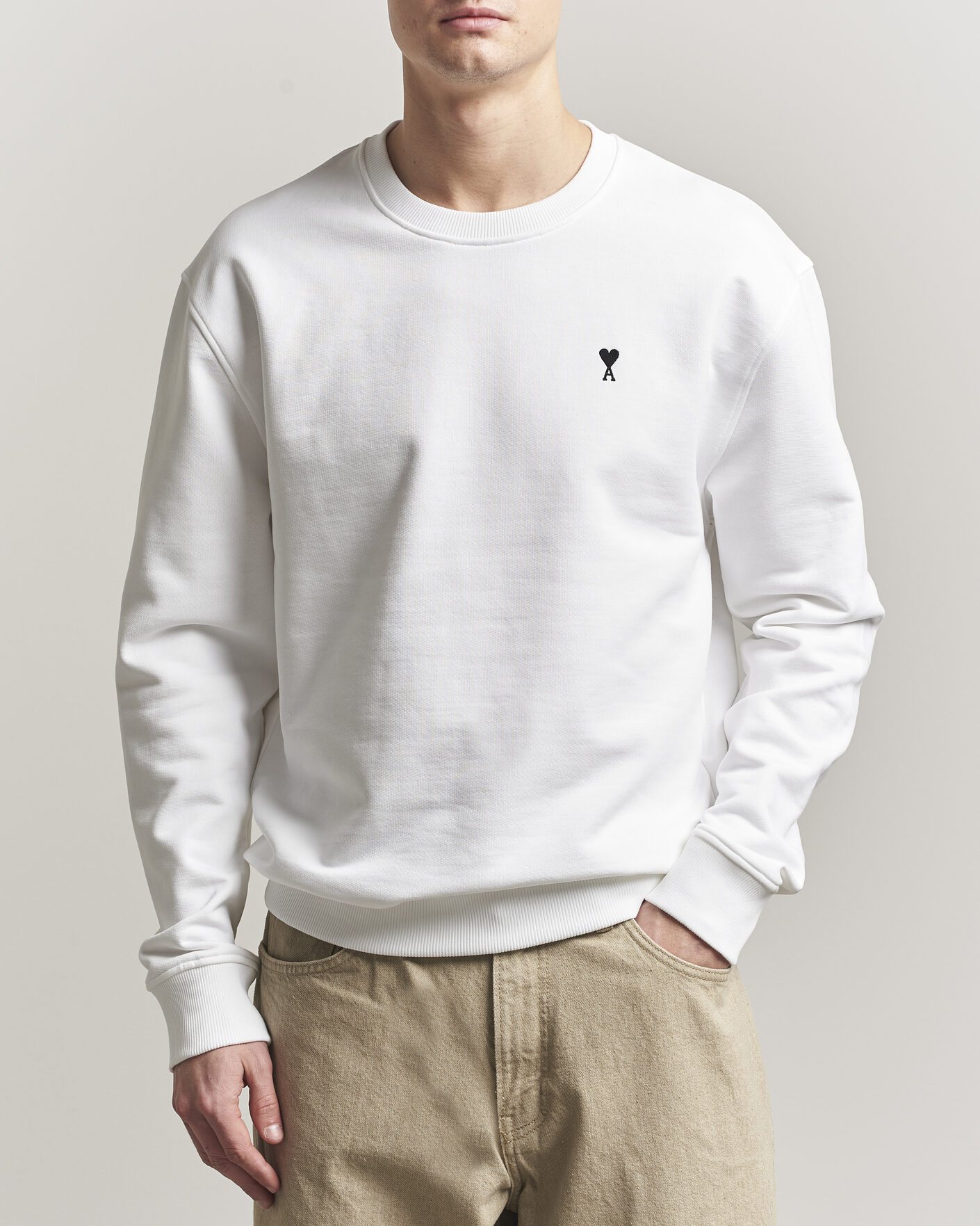Uomini | Maglieria | AMI | Contrast Heart Logo Sweatshirt White