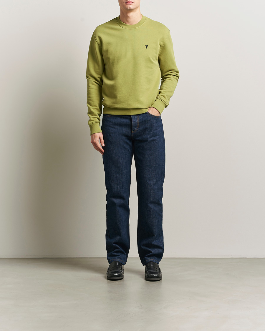 Uomini | Maglieria | AMI | Contrast Heart Logo Sweatshirt Matcha