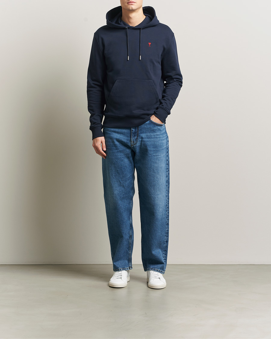 Uomini | Maglieria | AMI | Heart Logo Hoodie Navy