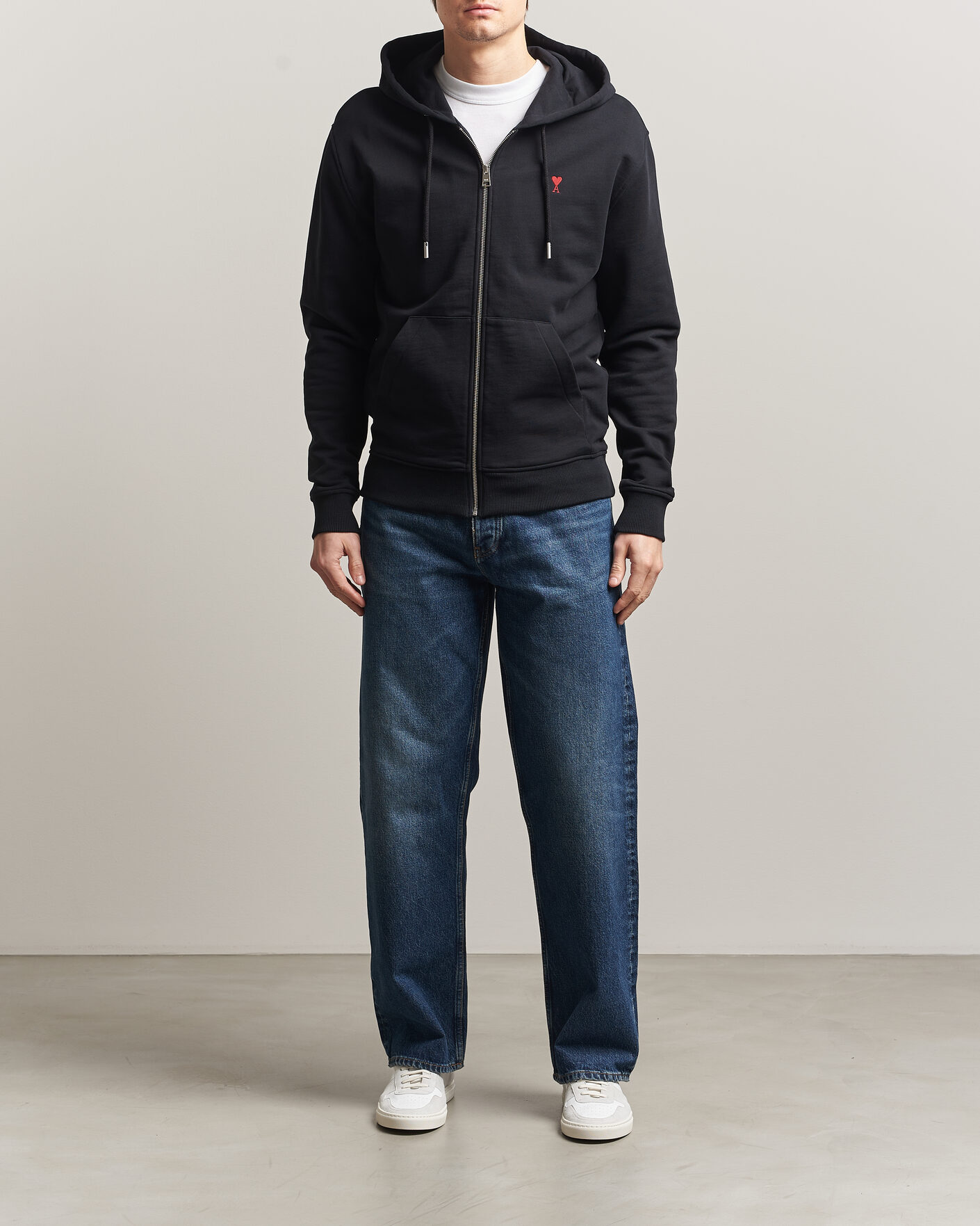 Uomini | Maglieria | AMI | Heart Logo Full Zip Hoodie Black