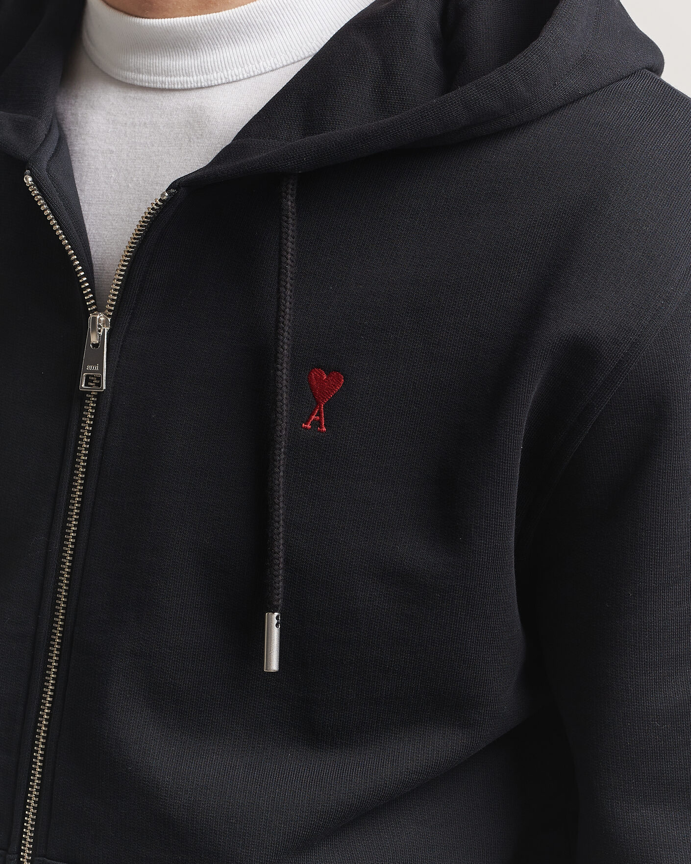 Uomini | Maglieria | AMI | Heart Logo Full Zip Hoodie Black