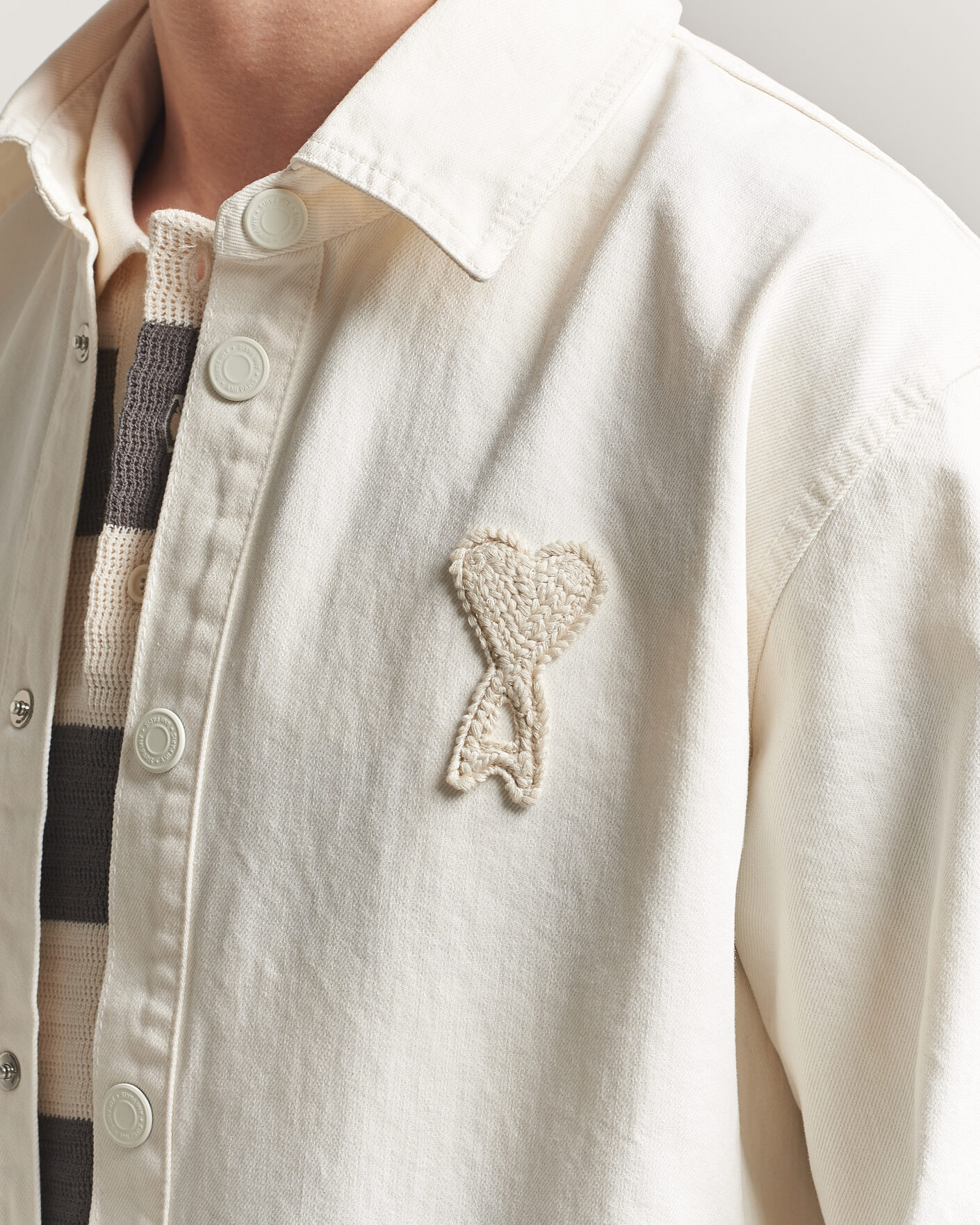 Uomini | Camicie | AMI | Cotton Twill Overshirt Creme