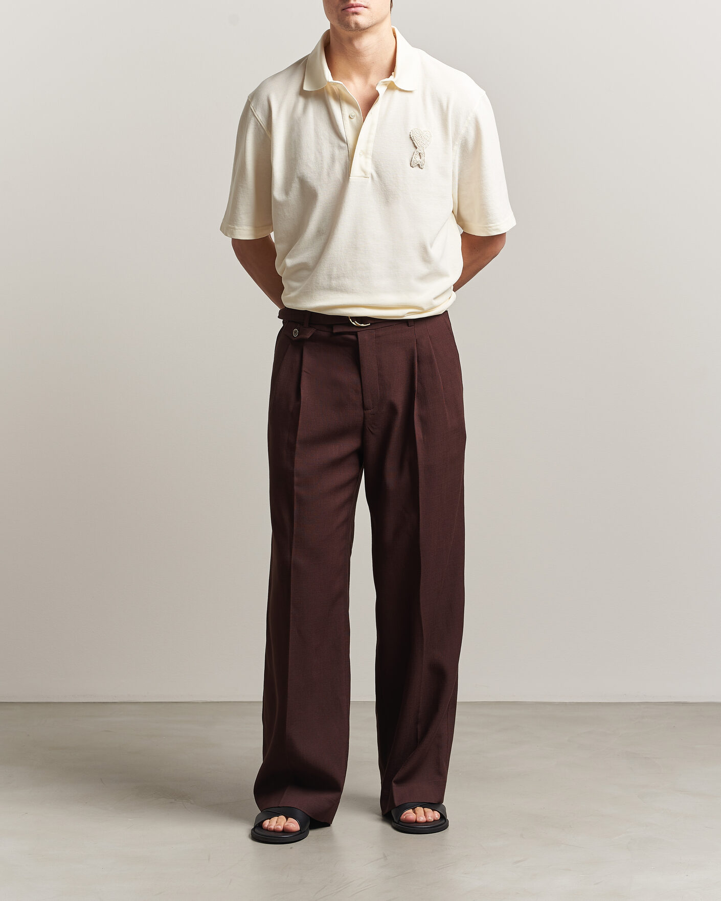 Uomini | Polo | AMI | Knitted Heart Logo Polo Creme