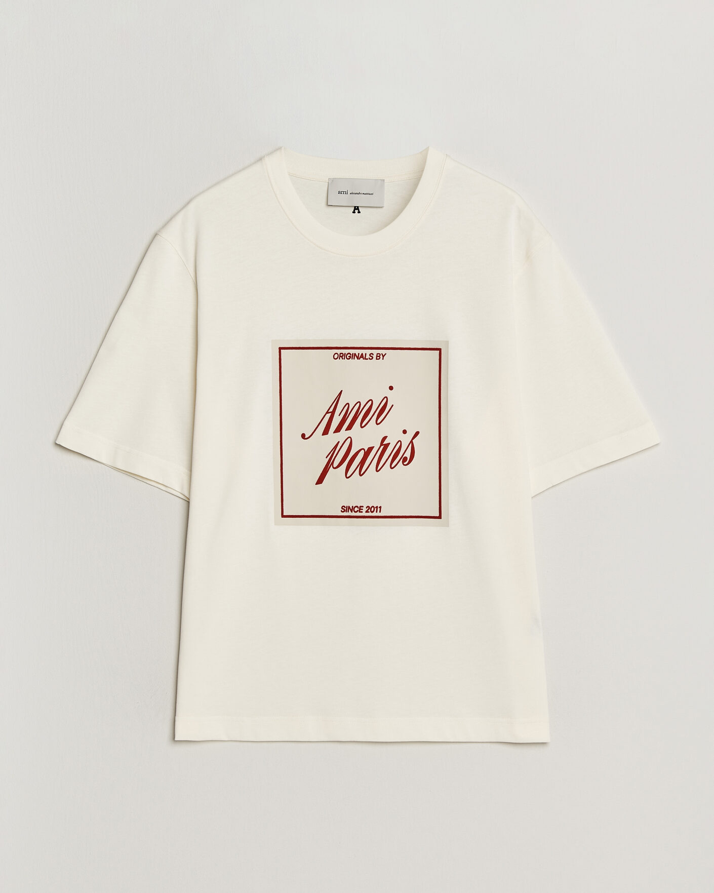 Uomini | T-shirt | AMI | Boxy Fit Printed T-Shirt Creme
