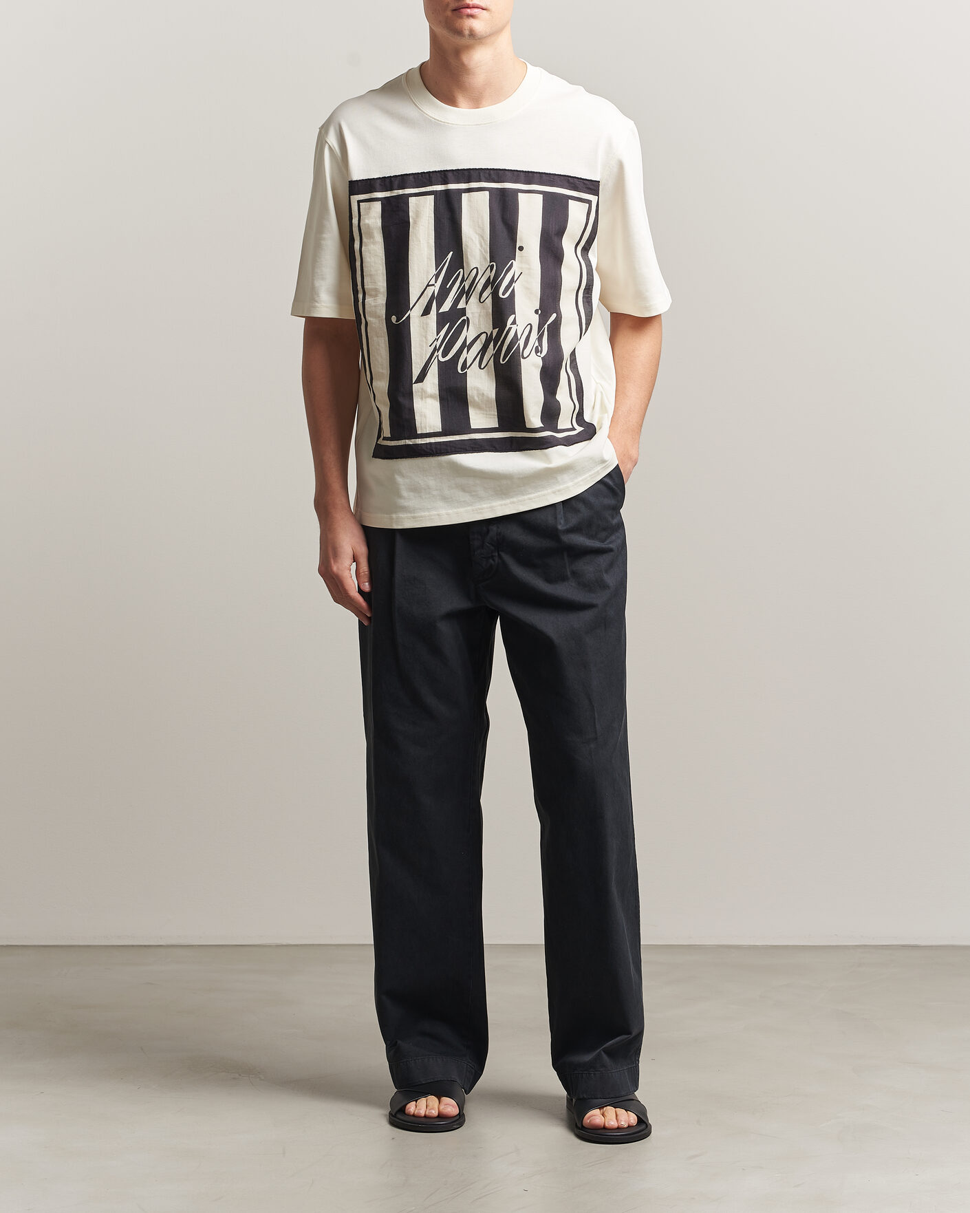 Uomini | T-shirt | AMI | Boxy Fit Printed T-Shirt Creme