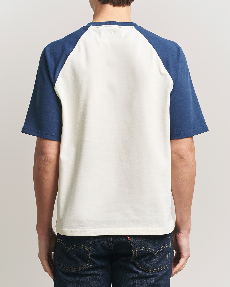 Uomini | T-shirt | AMI | Knitted Heart Logo T-Shirt Creme/Navy