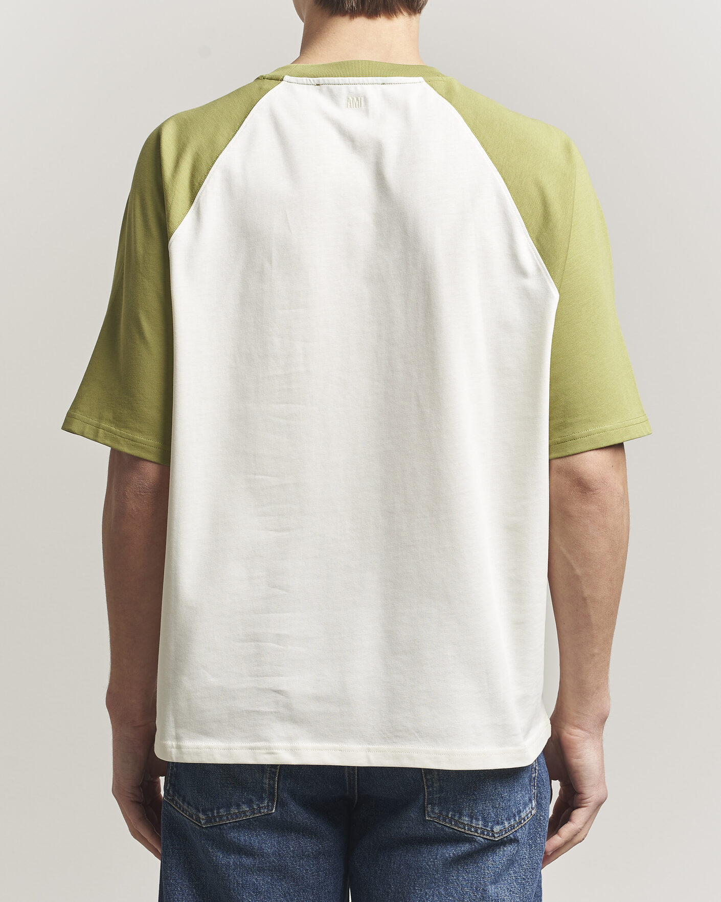 Uomini | T-shirt | AMI | Knitted Heart Logo T-Shirt Creme/Matcha