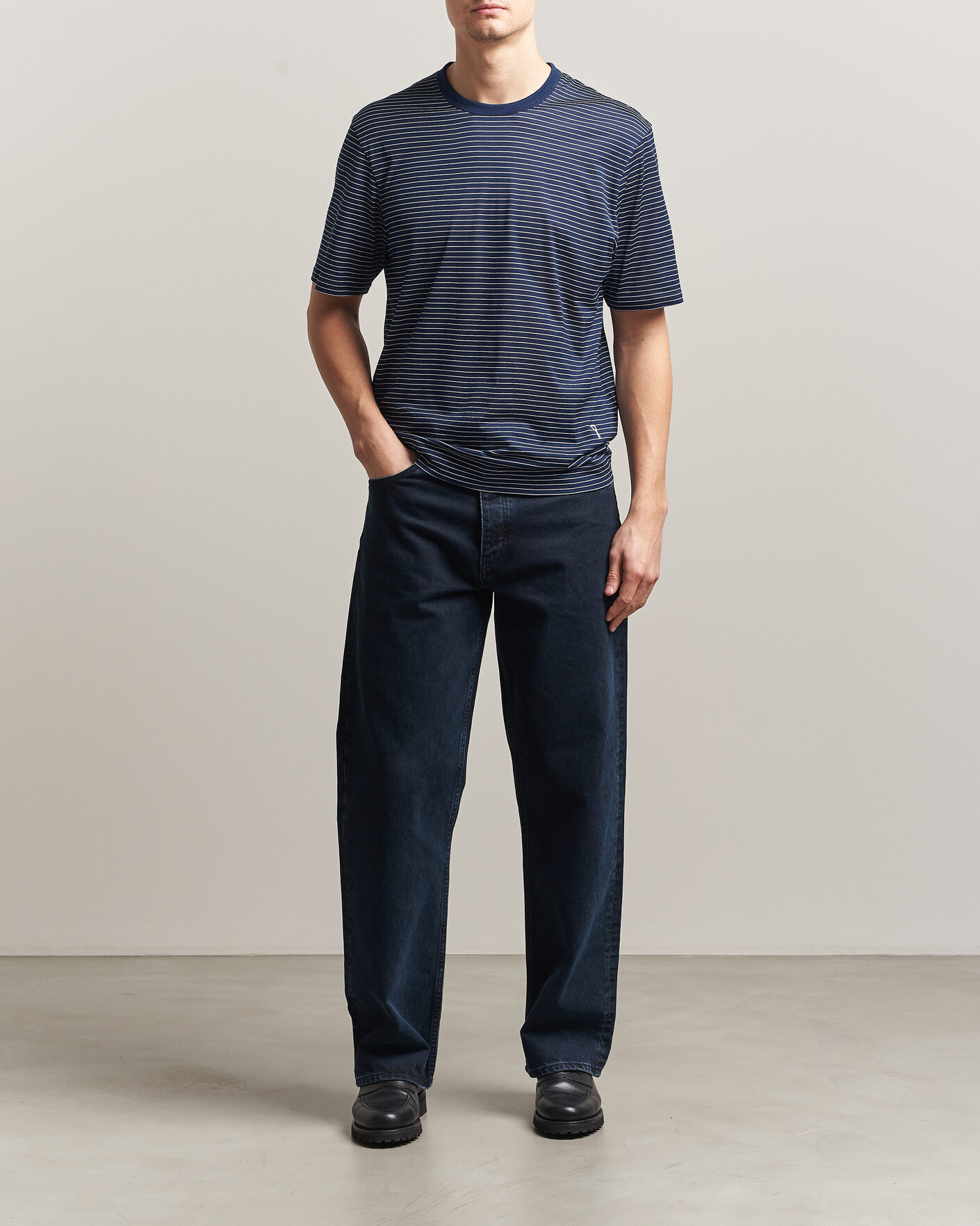 Uomini | T-shirt | AMI | Striped T-Shirt Navy/White