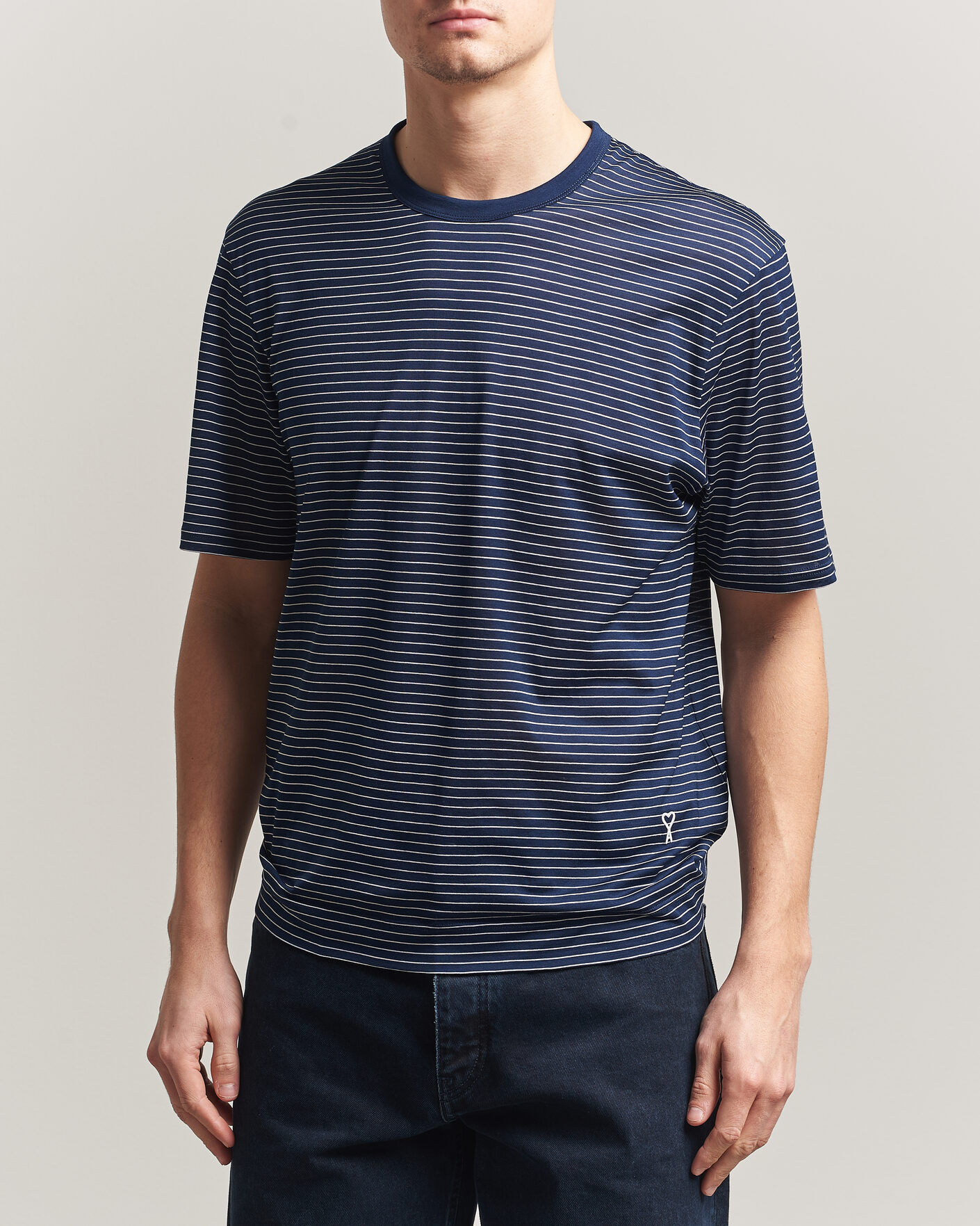 Uomini | T-shirt | AMI | Striped T-Shirt Navy/White