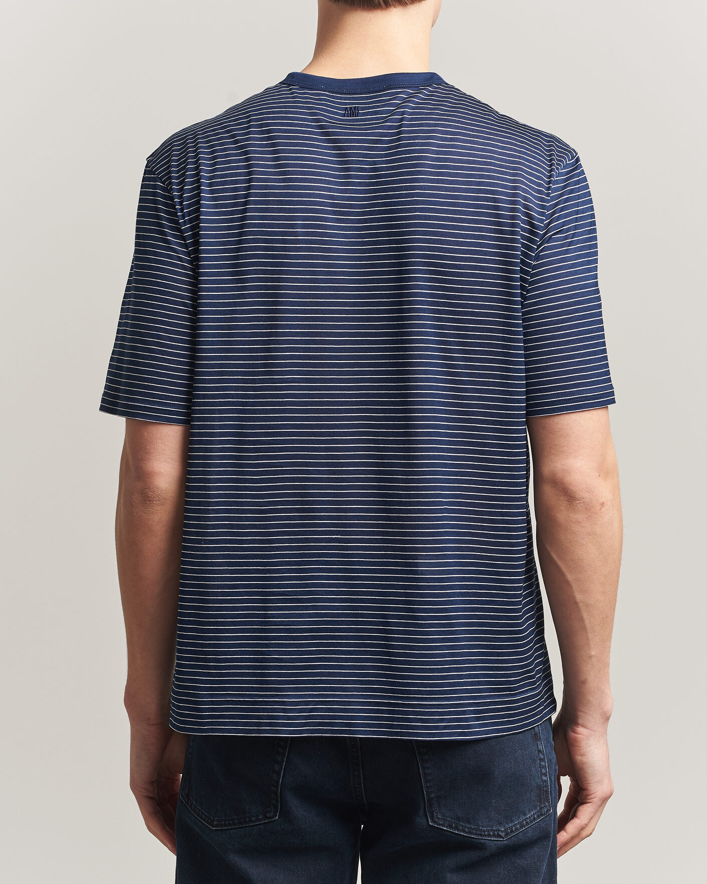 Uomini | T-shirt | AMI | Striped T-Shirt Navy/White