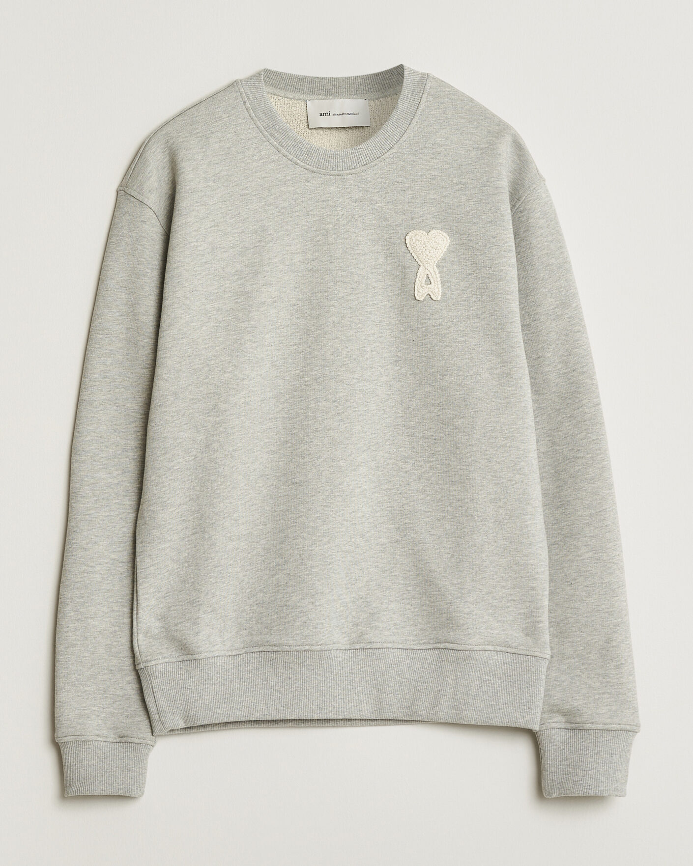 Uomini | Maglieria | AMI | Knitted Heart Logo Sweatshirt Grey Melange