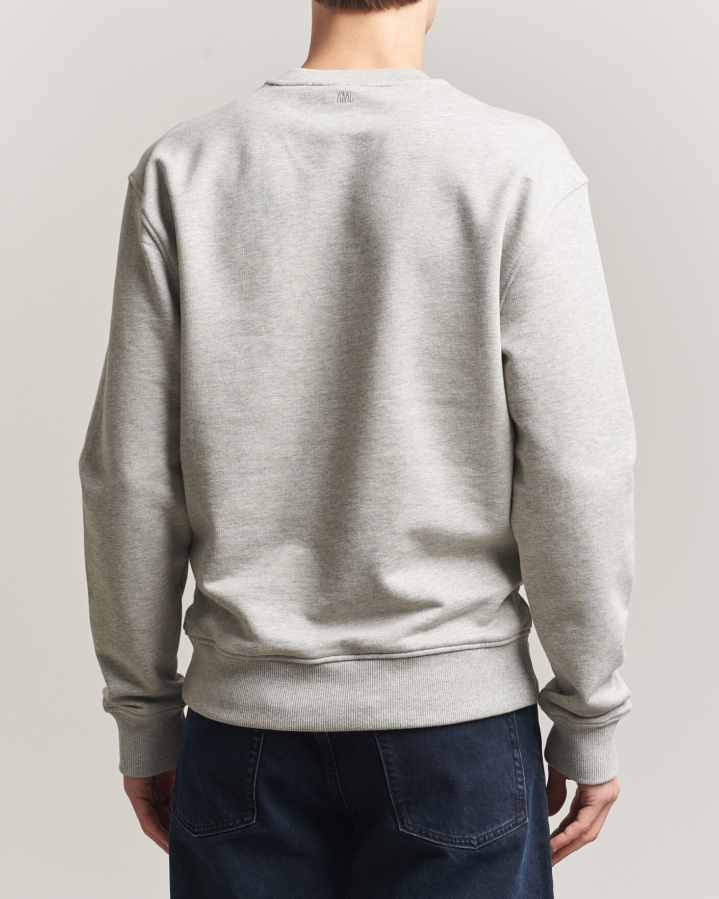 Uomini | Maglieria | AMI | Knitted Heart Logo Sweatshirt Grey Melange