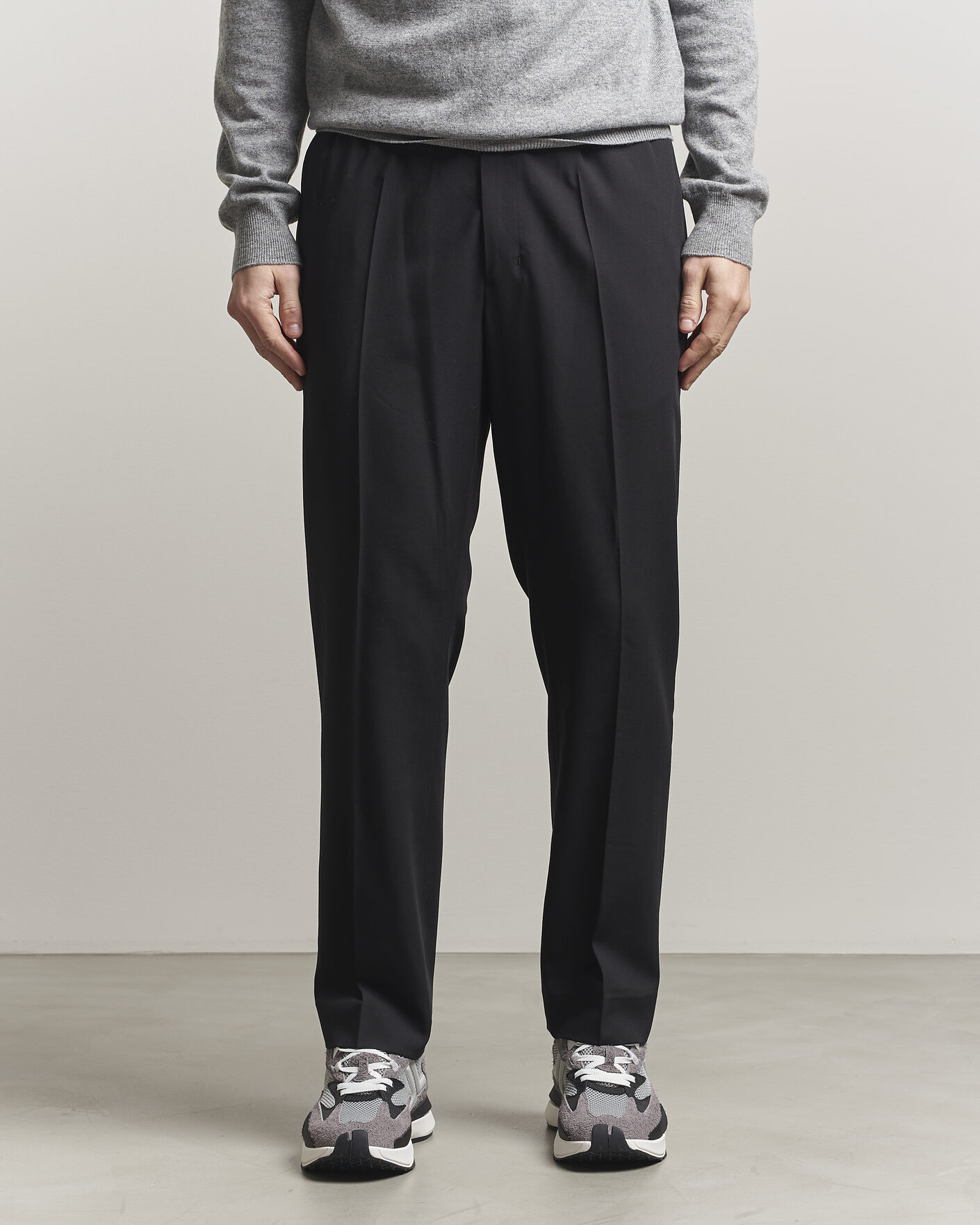 Uomini | Pantaloni | AMI | Wool Drawstring Trousers Black