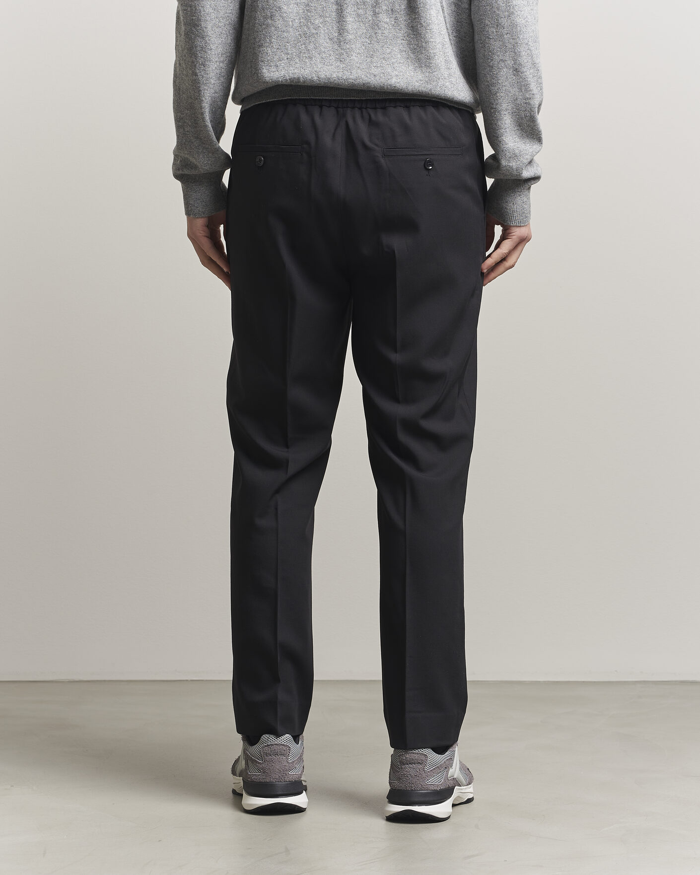 Uomini | Pantaloni | AMI | Wool Drawstring Trousers Black